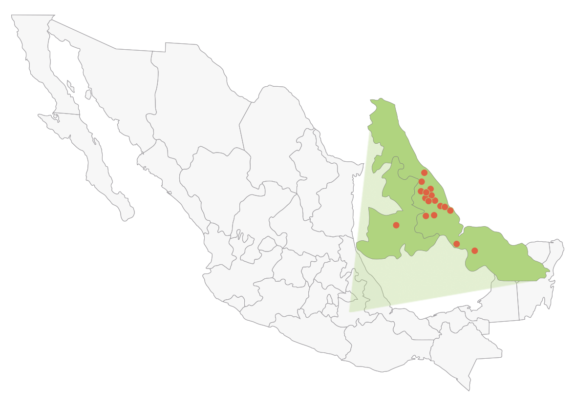 Mapa de México, resaltado zona de Puebla y Veracruz